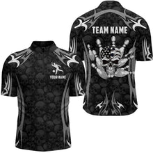 Load image into Gallery viewer, Skull Bowling Shirt for Men Personalized Patriotic Bowling Team Jersey Shirts Polo &amp; Quarter-Zip HNT32