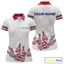 Load image into Gallery viewer, Custom Eagle US Flag Bowling Women Bowling Shirt Polo &amp; Quarter-Zip Bowling Team Jerseys HNT76