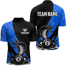 Load image into Gallery viewer, Custom Blue Cobra Snake 8 Ball Pool Billiard Shirts for Men Team Polo &amp; 1/4 Zip Shirts NNT57