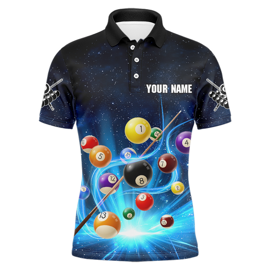 Custom Galaxy 8 Ball Billiard Shirts for Men Billiard Team Shirts Billiard League Polo & 1/4 Zipper NNT85