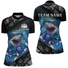 Load image into Gallery viewer, Custom Shark Bowling League Shirts For Women, Personalized Bowling Team Jerseys Polo &amp; Quarter-Zip HNT36