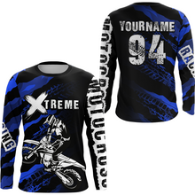 Load image into Gallery viewer, Custom Blue Motocross Jersey Racing Shirts UPF30+ Dirt Bike Jersey Kid Men Women DNT09
