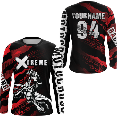 Custom Red Motocross Jersey Racing Shirts UPF30+ Dirt Bike Jersey Kid Men Women DNT09