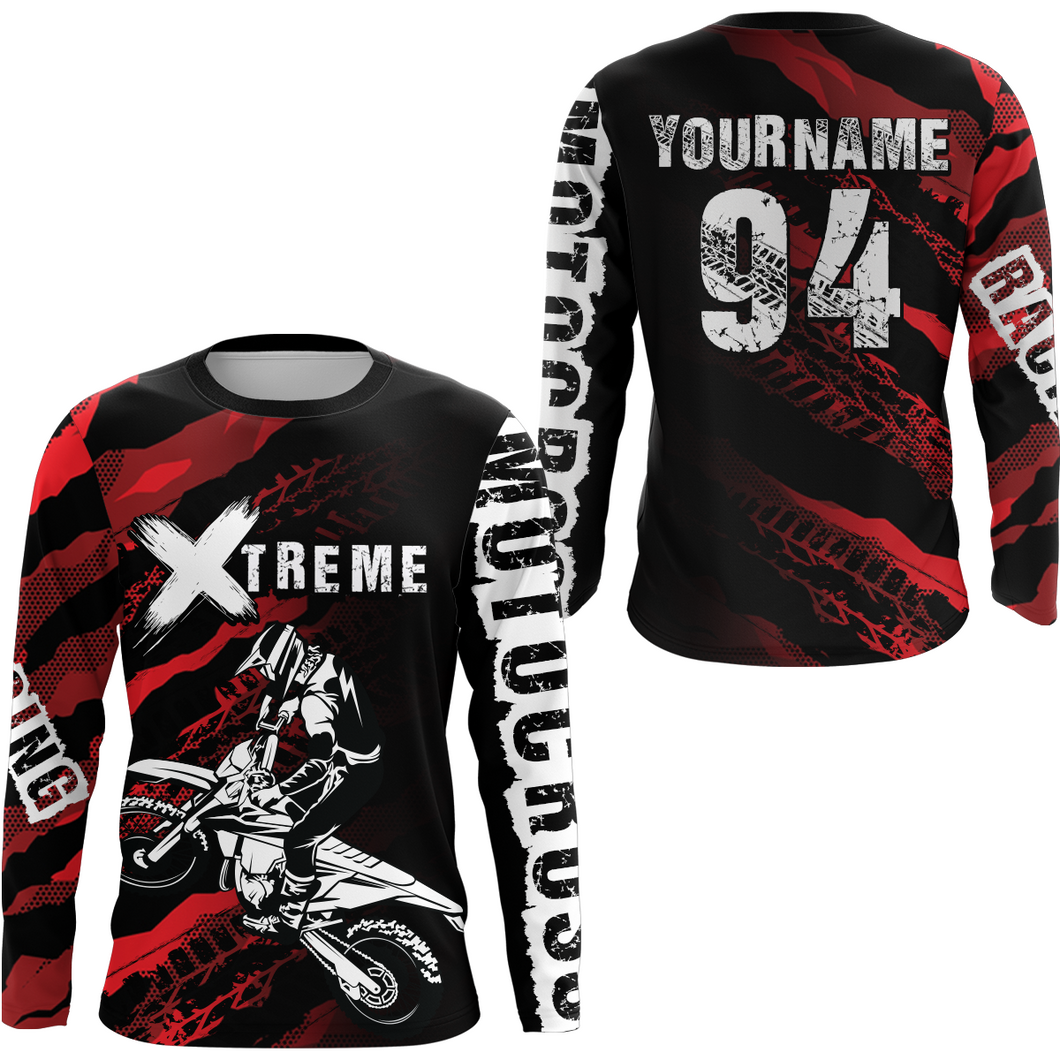 Custom Red Motocross Jersey Racing Shirts UPF30+ Dirt Bike Jersey Kid Men Women DNT09