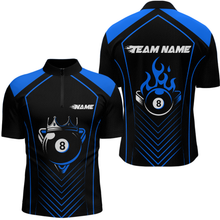 Load image into Gallery viewer, Customized Blue 8 Ball Pool Crown Men's Billiard Shirts, Billiard Team Shirts Polo &amp; 1/4 Zip Shirts NNT37