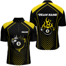 Load image into Gallery viewer, Customized Yellow 8 Ball Pool Crown Men's Billiard Shirts, Billiard Team Shirts Polo &amp; 1/4 Zip Shirts NNT37