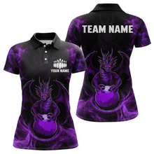 Load image into Gallery viewer, Purple Dragon Custom Name Bowling Shirts For Women, Bowling Team Jersey Polo &amp; Quarter-Zip Shirt HNT39