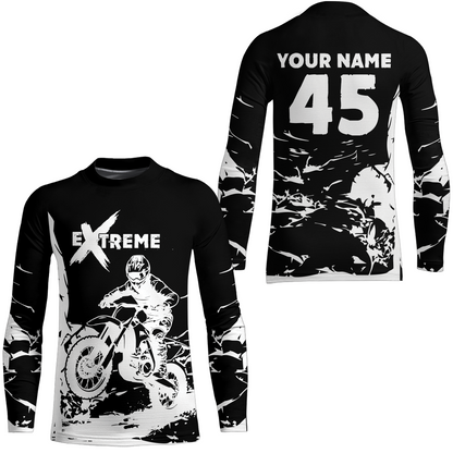 Black Motocross Racing Extreme Jersey Kid Men Women UPF30+ Youth Motorcycle Shirt MX DNT87
