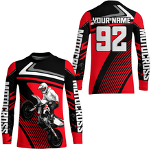 Load image into Gallery viewer, Custom Red Youth Motocross Racing Jersey UPF30+ Motorcycle Shirt Dirt Bike Jersey Men Women DNT86