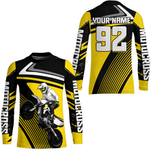 Load image into Gallery viewer, Custom Yellow Youth Motocross Racing Jersey UPF30+ Motorcycle Shirt Dirt Bike Jersey Men Women DNT86