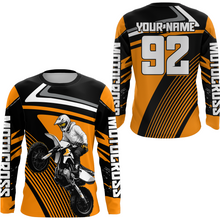 Load image into Gallery viewer, Custom Orange Youth Motocross Racing Jersey UPF30+ Motorcycle Shirt Dirt Bike Jersey Men Women DNT86