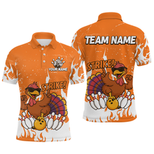 Load image into Gallery viewer, Custom Orange Funny Turkey Bowling Jersey for Men Thanksgiving Bowling Team Shirts HNT115
