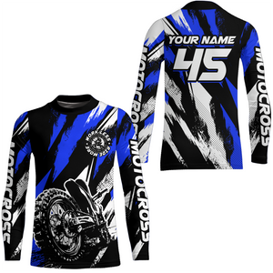 Personalized Blue Motocross Racing Jersey Men Women Kid Upf30+ Dirt Bike Jersey Shirt Racing Jersey DNT03