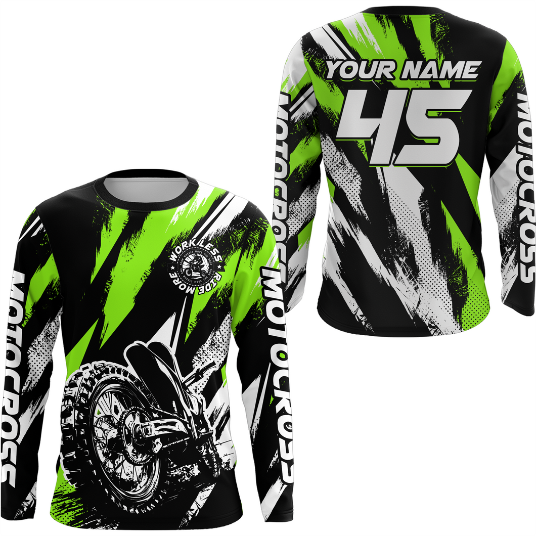 Personalized Green Motocross Racing Jersey Men Women Kid Upf30+ Dirt Bike Jersey Shirt Racing Jersey DNT03