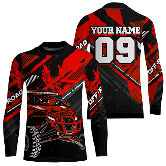 Custom Red UTV Motocross Racing Shirt Kid Men Women UTV Off-Road Shirts UPF30+ DNT25