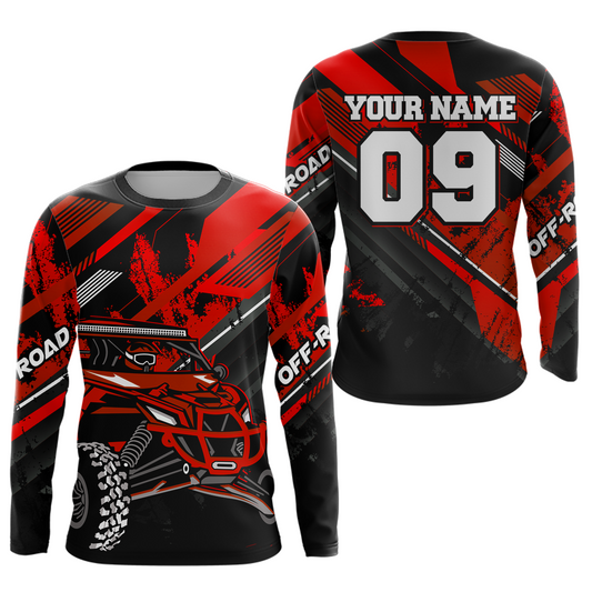 Custom Red UTV Motocross Racing Shirt Kid Men Women UTV Off-Road Shirts UPF30+ DNT25