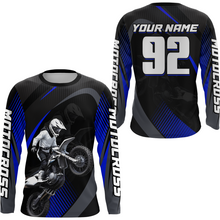 Load image into Gallery viewer, Custom Blue Motocross Shirts Racing Jersey UPF30+ Dirt Bike Jersey Kid Men Women DNT07