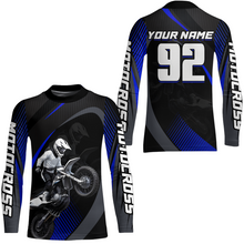 Load image into Gallery viewer, Custom Blue Motocross Shirts Racing Jersey UPF30+ Dirt Bike Jersey Kid Men Women DNT07