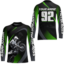 Load image into Gallery viewer, Custom Green Motocross Shirts Racing Jersey UPF30+ Dirt Bike Jersey Kid Men Women DNT07