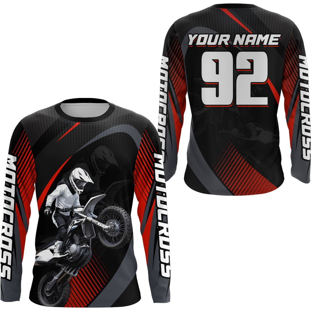 Custom Red Motocross Shirts Racing Jersey UPF30+ Dirt Bike Jersey Kid Men Women DNT07