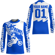 Load image into Gallery viewer, Blue Youth Racing Dirt Bike Shirt for Men Women Motocross Jersey UPF30+ Extreme Off-Road DNT74