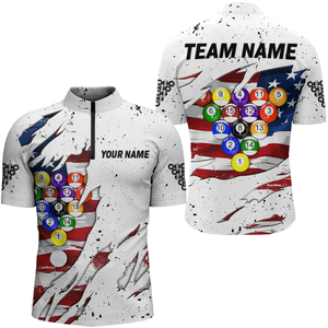 Billiard Jerseys American Flag 8 Ball Pool Billiard Shirts for Men Polo & 1/4 Zip Shirt Team NNT26