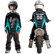 Load image into Gallery viewer, Turquoise Youth Dirt Bike Jersey MX Off-Road Motocross Shirt Racing Shirt Kid Men Women DNT55