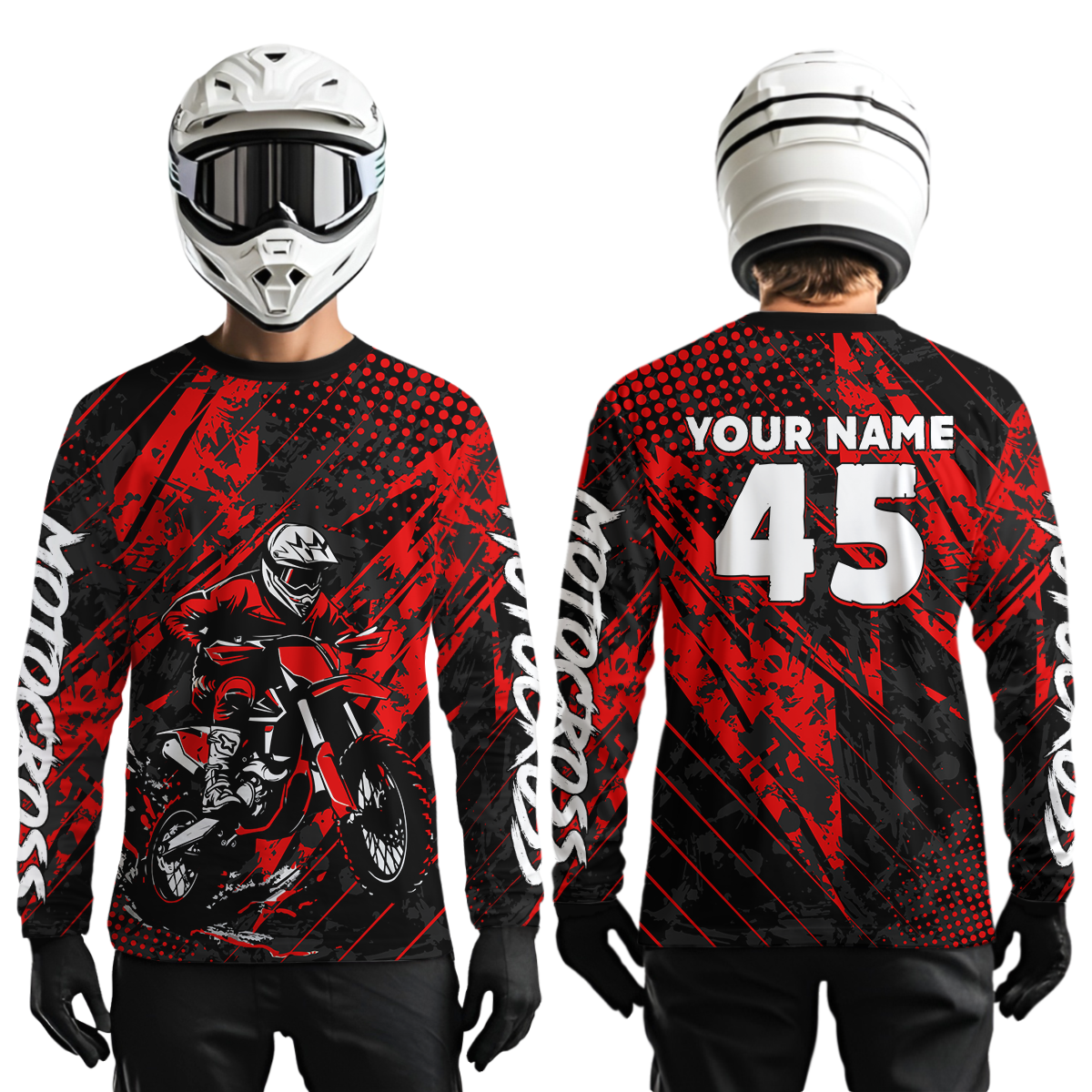 Red Youth Motocross Shirts Custom Dirt Bike Racing Jersey for Kid Men Women UPF30+ DNT19