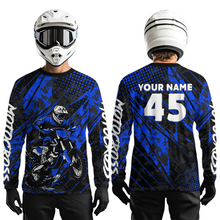 Load image into Gallery viewer, Blue Youth Motocross Shirts Custom Dirt Bike Racing Jersey for Kid Men Women UPF30+ DNT19