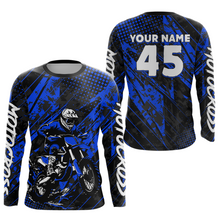Load image into Gallery viewer, Blue Youth Motocross Shirts Custom Dirt Bike Racing Jersey for Kid Men Women UPF30+ DNT19