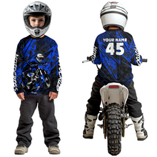 Load image into Gallery viewer, Blue Youth Motocross Shirts Custom Dirt Bike Racing Jersey for Kid Men Women UPF30+ DNT19