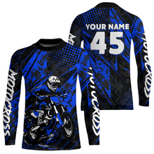 Load image into Gallery viewer, Blue Youth Motocross Shirts Custom Dirt Bike Racing Jersey for Kid Men Women UPF30+ DNT19