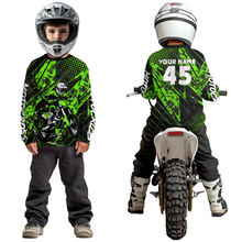 Load image into Gallery viewer, Green Youth Motocross Shirts Custom Dirt Bike Racing Jersey for Kid Men Women UPF30+ DNT19
