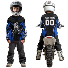 Load image into Gallery viewer, Blue Motocross Jersey UPF30+ Youth Motorcycle Shirt Dirt Bike Jersey Kid Men Women DNT53