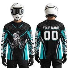 Load image into Gallery viewer, Turquoise Motocross Jersey UPF30+ Youth Motorcycle Shirt Dirt Bike Jersey Kid Men Women DNT53