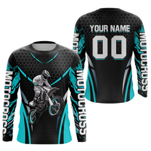 Load image into Gallery viewer, Turquoise Motocross Jersey UPF30+ Youth Motorcycle Shirt Dirt Bike Jersey Kid Men Women DNT53