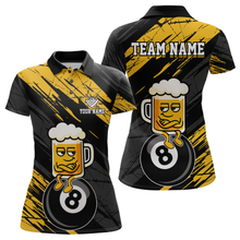 Load image into Gallery viewer, Custom Yellow Funny Beer 8 Ball Billiard Shirts for Men Billiard Team Shirts Polo &amp; 1/4 Zip NNT78