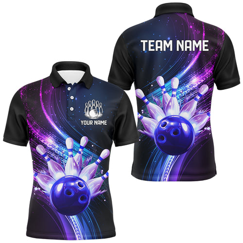 Purple Galaxy Bowling Jersey Men Women Custom Bowling Team Shirts Unisex Bowling Polo Quarter-zip CP28
