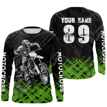 Load image into Gallery viewer, Adult&amp;Kid Green Custom Dirt Bike Jersey Motocross Jersey Upf30+ Motocross Shirt| CTP87