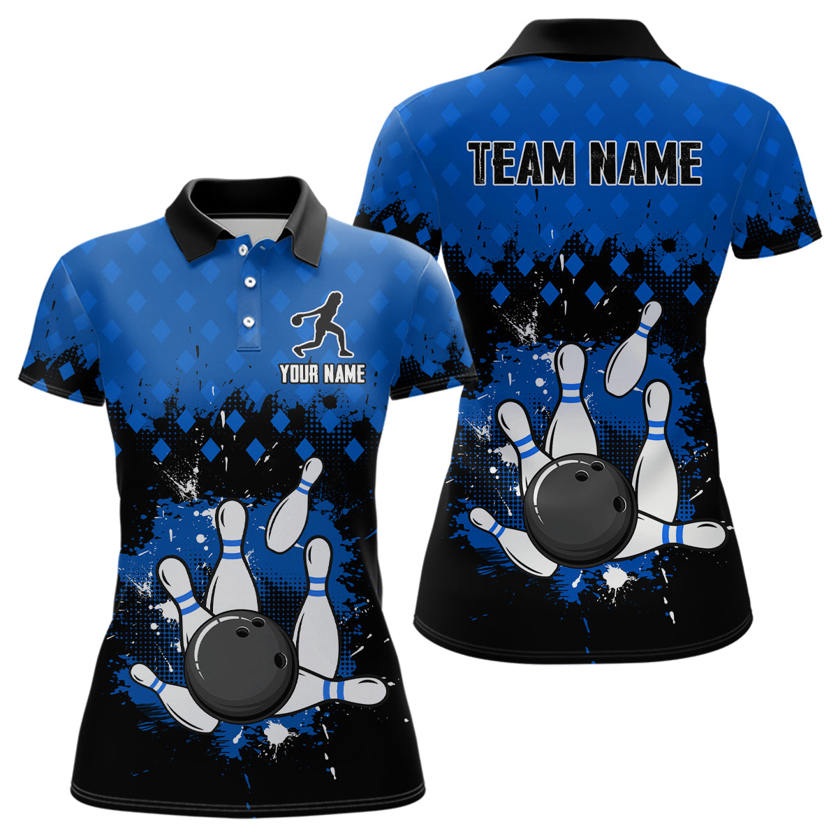 Blue Bowling Jersey Men And Women Custom Bowling Shirts Unisex Polo Bowling Team Shirt CP06