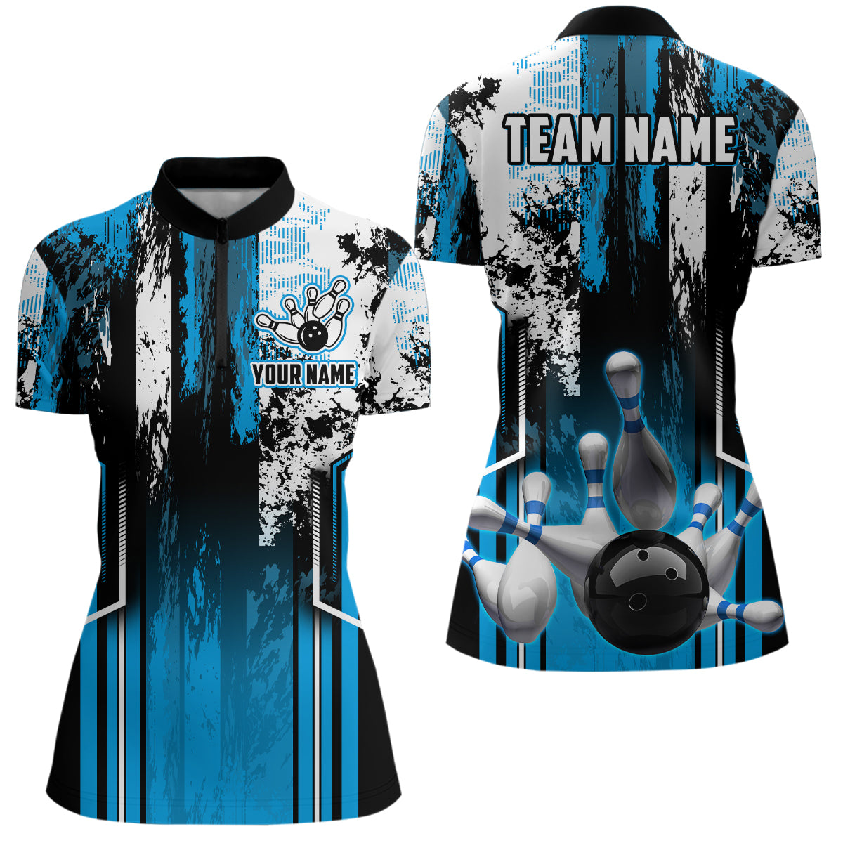 Custom Bowling Jersey For Men Bowling Shirt Team Bowling Quarter-Zip Shirt CP09
