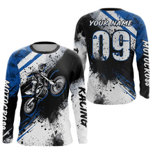 Load image into Gallery viewer, Adult&amp;Kid blue custom dirt bike jersey Motocross jersey upf30+ mens women Motocross Shirt| CTP02