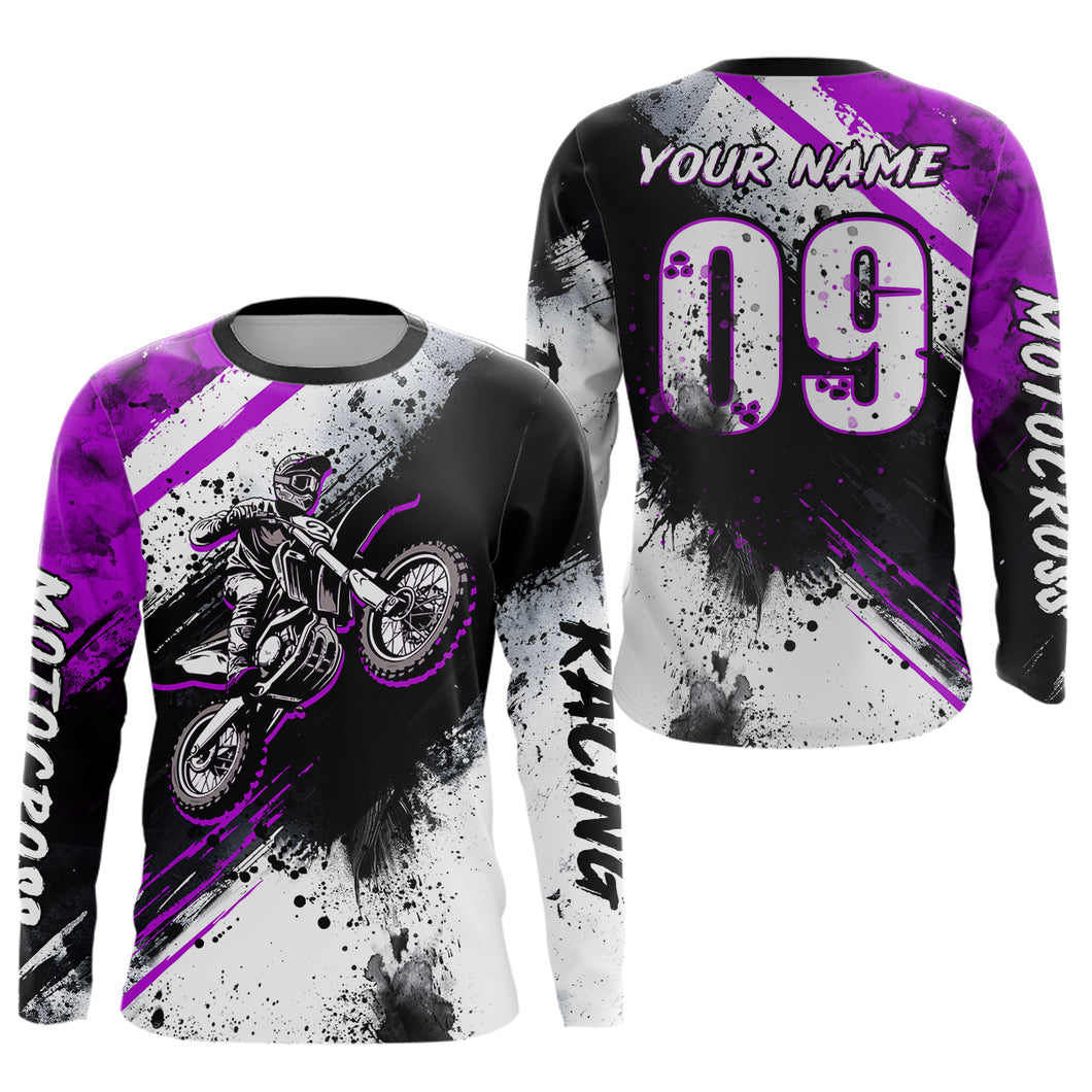 Adult&Kid purple custom dirt bike jersey Motocross jersey upf30+ mens women Motocross Shirt| CTP02