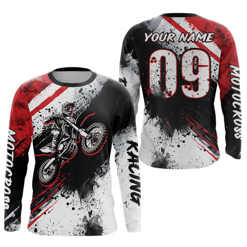 Adult&Kid red custom dirt bike jersey Motocross jersey upf30+ mens women Motocross Shirt| CTP02