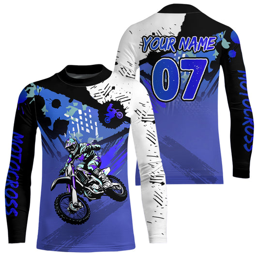 Custom Motocross Jersey Blue Dirt Bike Clothes Upf30+ Mens Women Motorcycle Jersey| CTP14