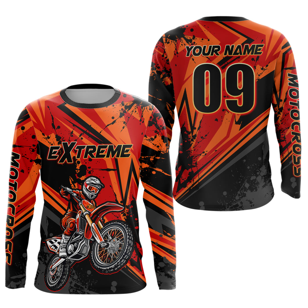 Custom Dirt Bike Jersey Orange Motocross Jersey Upf30+ Mens Women Extreme Racing Shirt| CTP29