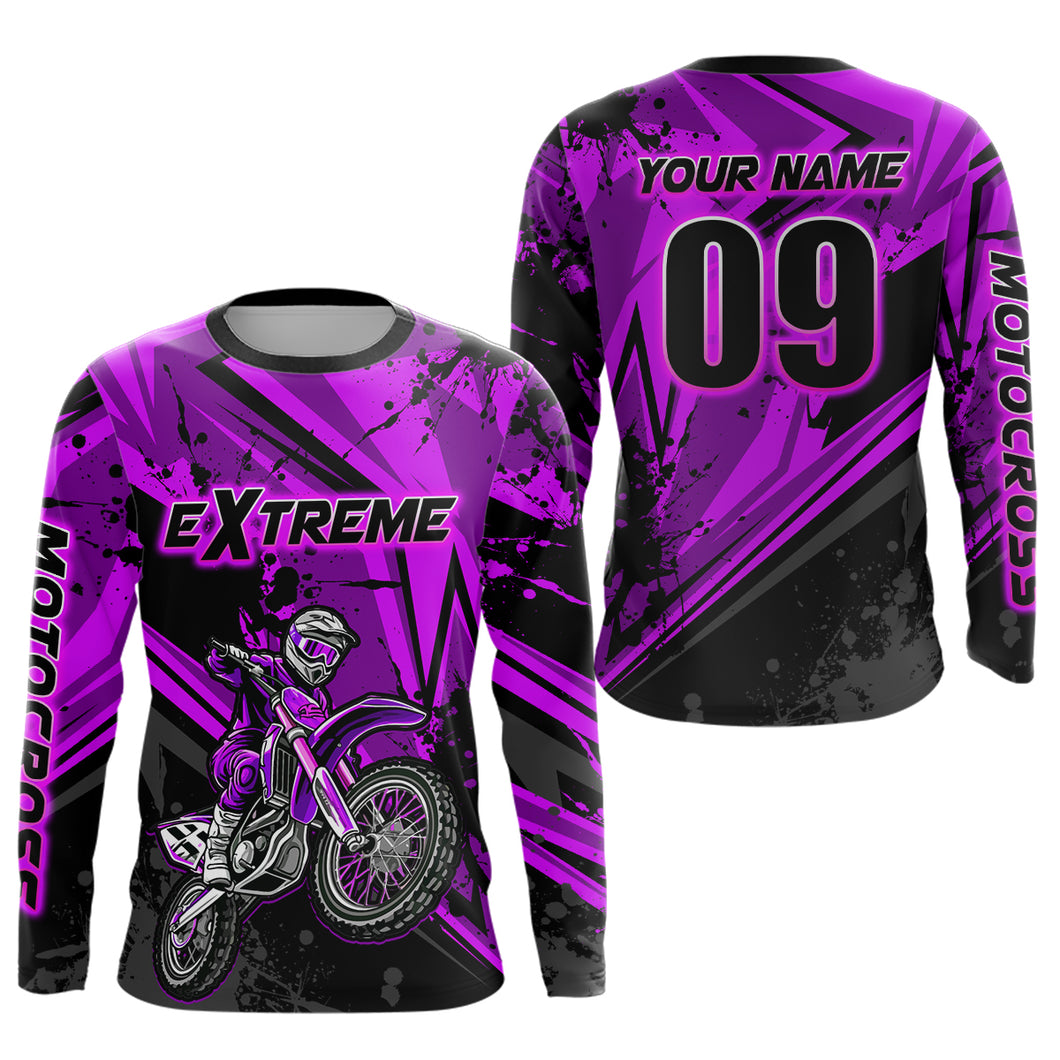 Custom Dirt Bike Jersey Purple Motocross Jersey Upf30+ Mens Women Extreme Racing Shirt| CTP29