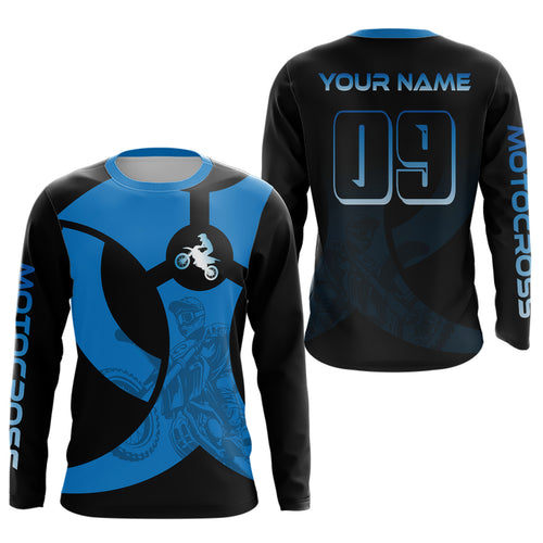 Custom Blue Dirt Bike Jersey Motocross Jersey Upf30+ Mens Women Off-Road Shirt| CTP85