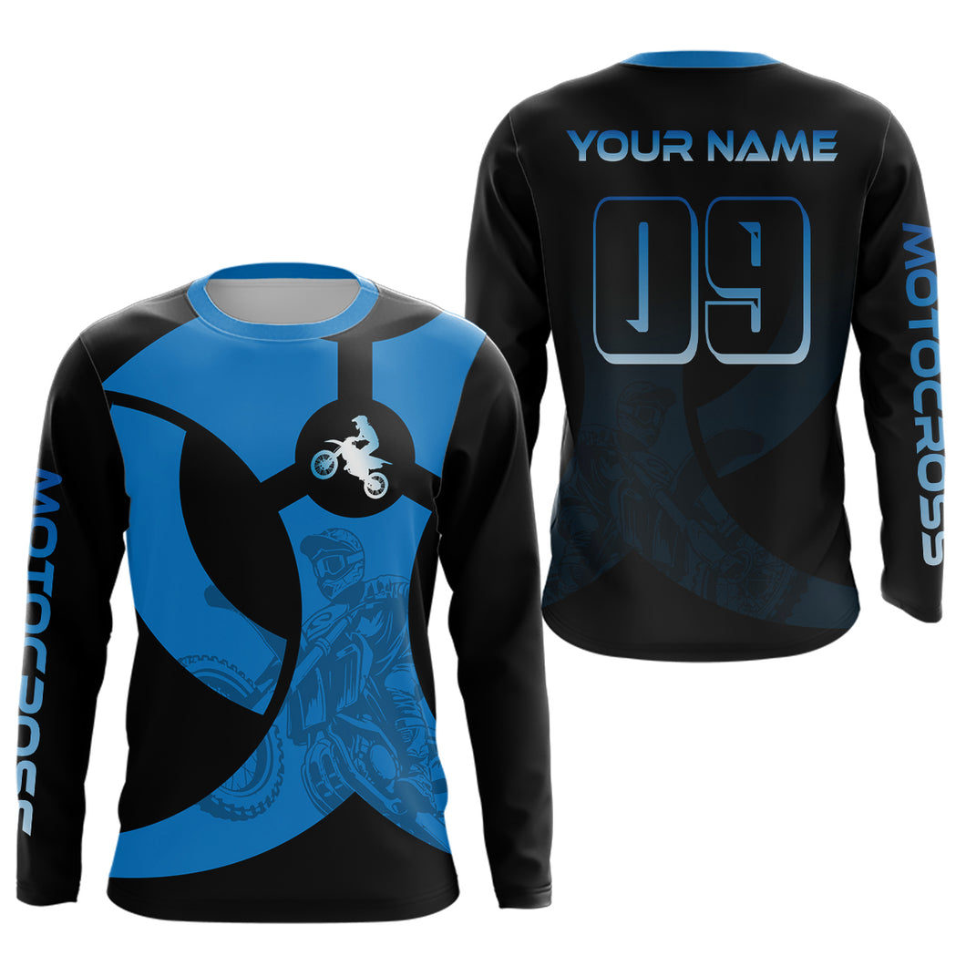 Custom Blue Dirt Bike Jersey Motocross Jersey Upf30+ Mens Women Off-Road Shirt| CTP85