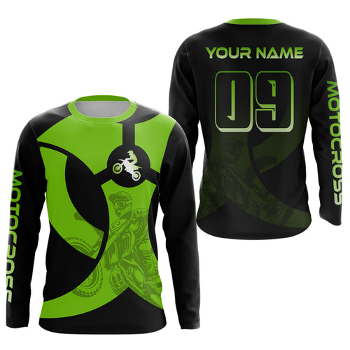 Custom Green Dirt Bike Jersey Motocross Jersey Upf30+ Mens Women Off-Road Shirt| CTP85